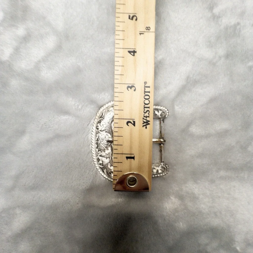Silver Western Floral Belt Buckle Rodeo Ranchwear Country